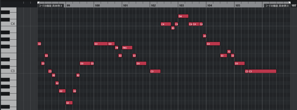 具体例３のメロディー