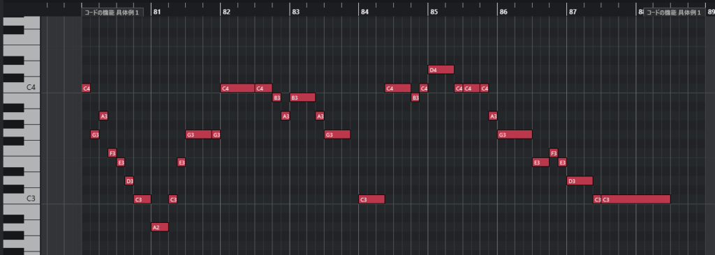 具体例１、２のメロディー